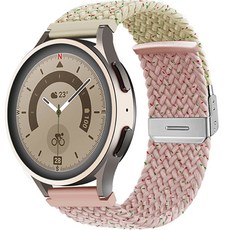HAMATE Galaxy Watch 相容 雙色扣環式編織環狀錶帶 20mm, 圓點沙粉色