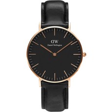 Daniel Wellington 男士 CLASSIC SHEFFIELD 皮革錶帶手錶 36mm