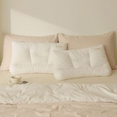 Sleep Gonggam 牛奶枕頭乳膠頸椎枕+枕頭套, 白色, 2套