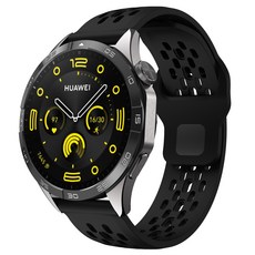 Hamate 適用Galaxy Watch 多孔洞設計柔軟矽膠錶帶 22mm, 1個, 黑色