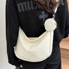 Elsso 輕量帆布郵差包 + 鑰匙圈組, 白色
