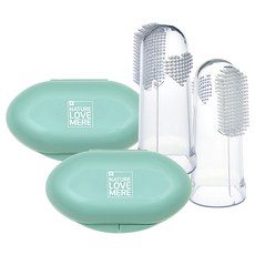 NATURE LOVE MERE 幼兒用簡易矽膠手指牙刷 2入+盒子 2入組, 1組, 透明