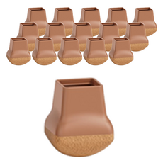 SUNEWZ 防滑椅子家具腳套 方形, 棕色, 16個
