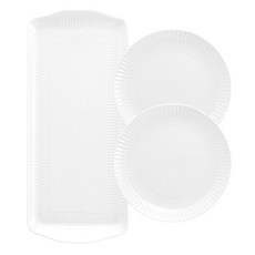 Tettau Amina 雙人甜點3件組, 白色, 1套, 長方形盤 35cm + 圓形盤 16cm 2入