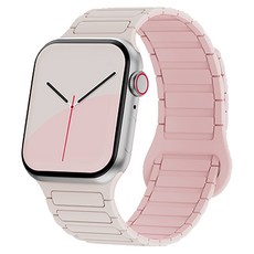 HAMATE 粉彩雙色磁吸矽膠環形錶帶 42 / 44 / 45 / 46 / 49mm, 1個, 象牙粉