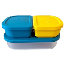 CHOUCHOUATTI 便當盒 700ml + 300ml x 2入組, 1套, 海洋藍