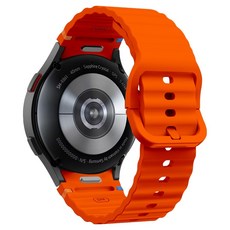 SPACE SHIELD Galaxy Watch 相容 一鍵式翼型波浪縫線矽膠錶帶 20mm, 1個, 橘色