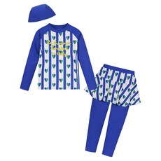 UNITED COLORS OF BENETTON. KIDS 女童愛心線條防磨上衣 + 裙褲 + 泳帽套組 QCETP9531