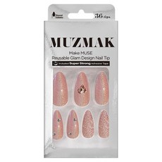 MUZ MAK 可重複使用華麗設計美甲片 圓形尖頭組, 1個, 娃娃風