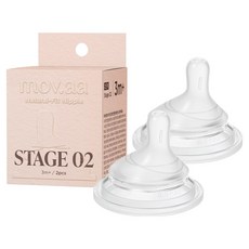 MOYUUM mov.aa 圓口偏心替換奶嘴 2個, 1組, 透明色, 3個月以上