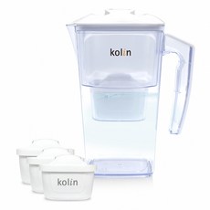 Kolin 歌林 日系窄身濾水壺 附濾心 3個, 白色, 1組, 2.5L
