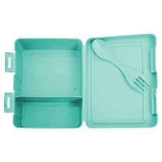 PREMIER HOUSEWARES 長方便當盒 附叉匙 18cm, 水藍色, 1個