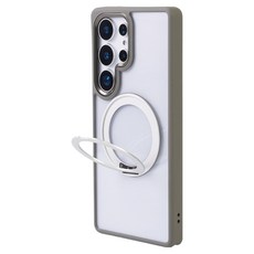 Moxbii YOI 手機 旋轉磁吸支架 保護殼 Samsung Galaxy S25 Ultra TPU + PC塑膠 + 鋁合金 靜謐灰 + 航太銀