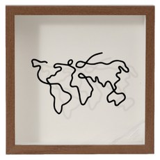 小麥購物 門票/明信片回憶儲存盒/相框式存錢罐 20 x 20cm 地圖, 胡桃色, 1個