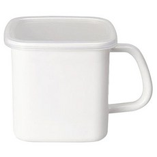 SHIMOYAMA 方形琺瑯把手保鮮盒 白色 1.4L, 容器 + 蓋子, 1組