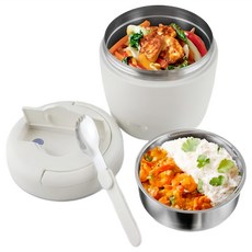 SADOMAIN 仙德曼 316不鏽鋼時尚保溫便當盒/分隔飯盒/學生餐盒 附提袋 1L, 1個, 白色