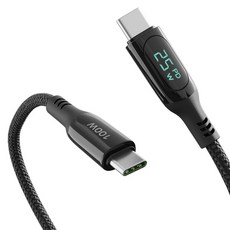 Vova LED 顯示 C to C 型超高速充電線 100W, 1個, 1.2m, 混色