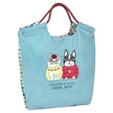 kUSUgURU JAPAN 日本眼鏡貓 Animal Mode系列 緹花繩手柄刺繡羊毛感提包/購物包 三種用法的提/背包
