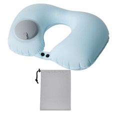 出國必備冰絲涼感按壓頸枕 附收納袋, 淺藍色