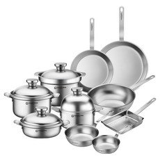 WAGENSTEIGER 電磁爐 Rostal 無研磨劑 316不鏽鋼鍋具全套組, 單一顏色, 1套, 10種