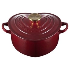 LE CREUSET 愛心鐵鍋 金頭, 1個, 20cm, 醇酒紅