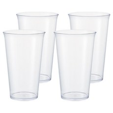 Placo 簡約可重複使用塑膠冰V型杯 600ml, 透明, 4個