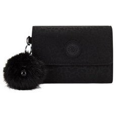 kipling 低調有型黑豹紋暗釦翻蓋多夾層短夾 PIXI KPKI4071SS010OS, 黑色, 1個