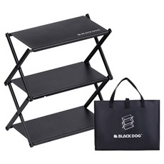 BLACK DOG 黑狗 露營折疊式3層層架輔助桌 BD196, 黑色