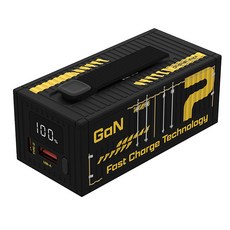 POLYWELL 寶利威爾 20W LED照明燈 + 編織掛繩雙孔貨櫃屋行動電源 10000mAh USB-A + Type-C, 黑色, DDS016-02A