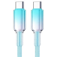 LELE 樂樂 冰晶頭快充線/彩色編織充電線 PD60W Type-C-Type-C, 漸變藍, 1個, 100cm
