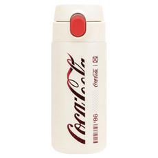 LiLFANT 可口可樂 The Bottle Edge 單鍵式雙層不鏽鋼隨行杯, 1個, 360ml, 奶油白