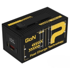 POLYWELL 寶利威爾 20W LED照明燈 + 編織掛繩雙孔貨櫃屋行動電源 20000mAh USB-A + Type-C, 黑色, DDS016-02