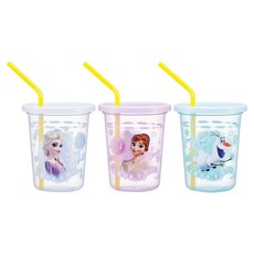 Skater 可疊放吸管杯 3件組, 冰雪奇緣, 320ml, 1套