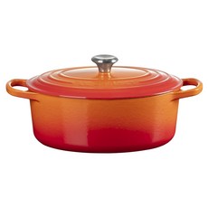 LE CREUSET 典藏橢圓鐵鍋 鋼頭, 火焰橘, 1個, 25cm