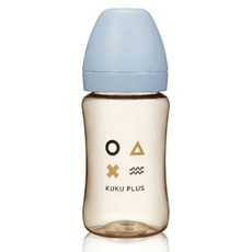KU.KU Duckbill 酷咕鴨 KUKU PLUS 純真之瞳寬口 PPSU 奶瓶, 晨曦藍, 1個, 300ml