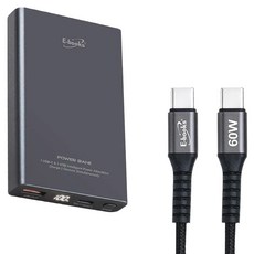 E-books B131 固態防爆不燃燒數顯行動電源 10000mAh Type-C 附快充傳輸線, 黑色, E-PCB306