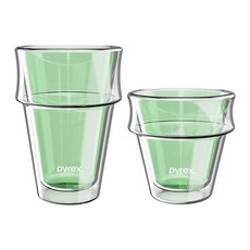 Corelle Brands 康寧餐具 PYREX 清透疊疊雙層玻璃杯 2件組 355ml + 255ml, 透明色, 1套