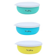 VIIDA 小小探險家 繽紛餐碗 3件組, 黃色 + 綠色 + 藍色, 1套