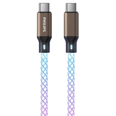 PHILIPS 飛利浦 Type-C-Type-C 60W 流光充電線 DLC4589C, 金色, 1個, 100cm
