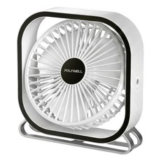 POLYWELL 寶利威爾 360度大風量可調桌面風扇 USB插電 無內建電池 6吋, 白色, F-A