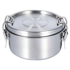 Couselect 卡扣圓形便當盒/304不銹鋼材質密封設計戶外日常午餐餐盒 250ml, 銀色, 1個