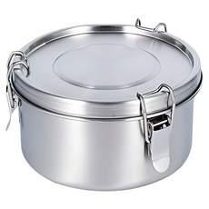 Couselect 卡扣圓形便當盒/304不銹鋼材質密封設計戶外日常午餐餐盒 700ml, 銀色, 1個