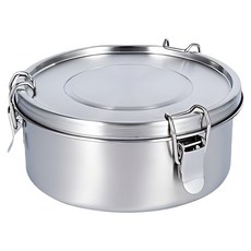 Couselect 卡扣圓形便當盒/304不銹鋼材質密封設計戶外日常午餐餐盒 550ml, 銀色, 1個