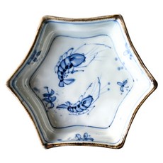 SAWATOUKI 佐和陶瓷 日本製 龍蝦吹墨角皿, 白色, 1個