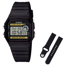 CASIO 卡西歐 復古電子錶 + 矽膠錶帶組 F-94WA-9D