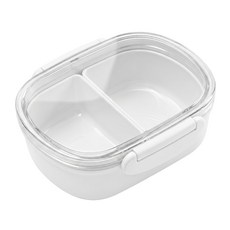 Couselect 分格便當盒/可微波/食品級密封設計/學生上班冷藏保鮮餐盒 350ml, 白色, 1個