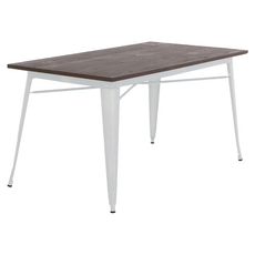 E-home Jed 傑德金屬木面工業風桌 長方餐桌 140 x 80 x 75cm 白色 NKC109A-wht
