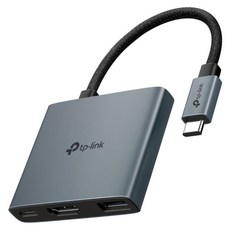 TP-Link Type-C 3合1多功能HUB轉接器 UH3020C 支援4K高清HDMI USB3.0 PD快充 編織線 隨插即用 灰色 1個
