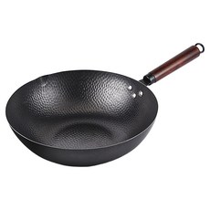 Q.M.P 鍋太后 無塗層手工鍛造單柄鐵鍋, 黑色, 1個, 32cm