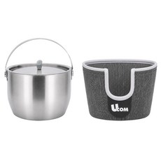 UCOM 304不鏽鋼防溢提鍋 附提袋 16cm, 雅痞灰, 1個